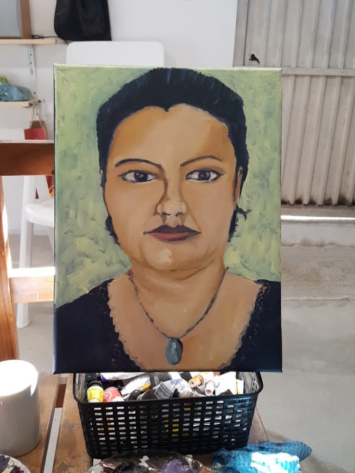 Seven Secrets Shaded — autorretrato sobre fundo verde, 2013