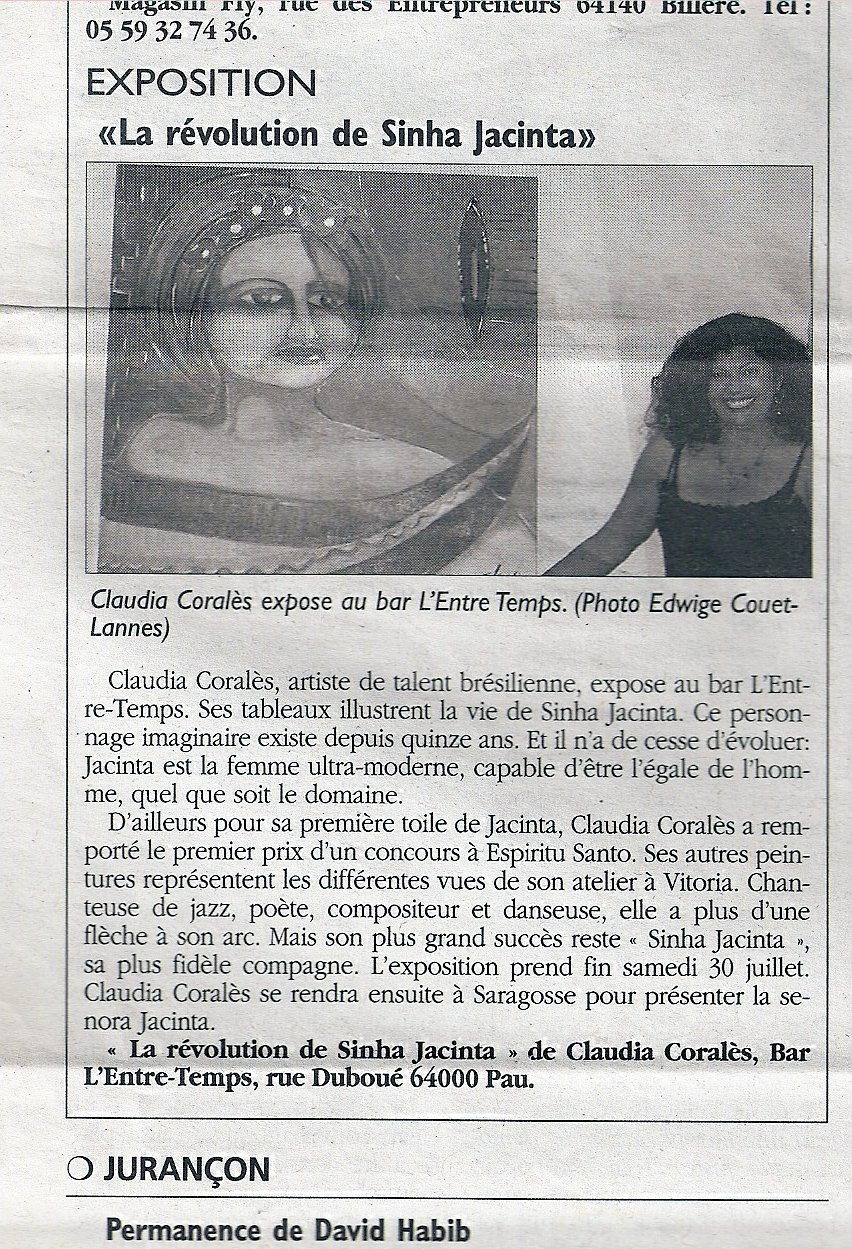 «La révolution de Sinha Jacinta» — exposição no bar L'Entre-Temps, Pau (França)