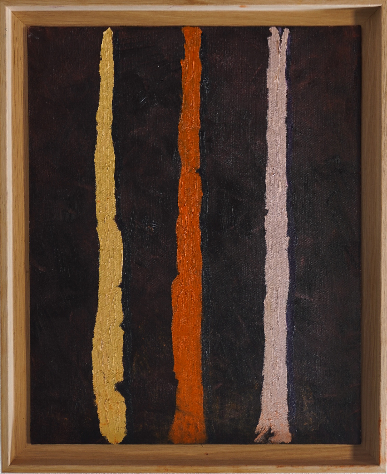John Cabeça de Lobo — três faixas verticais em ocre, laranja e rosa